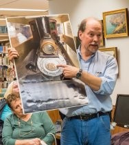 Fred Runner speaking at unveiling of engine model, 2016