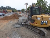 Miller Avenue Streetscape Project construction, 2017