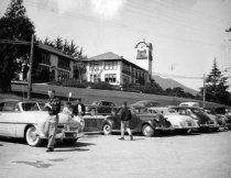 Tamalpais High students in parking lot, early 1950s