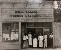 Mill Valley French Laundry storefront with owners and staff, circa 1915