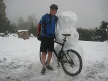 Mountain biker and snowman, 2011