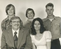 Reverend Carl Hiemstra with wife and children, circa 1976