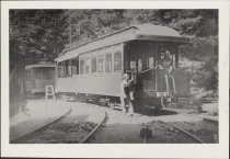 Mt. Tamalpais and Muir Woods Railway cars at the Railway's engine house and shops, 1911