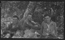 Three men at Willow Camp, circa 1918