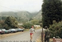 Dipsea Race with male runner near end toward Stinson Beach, circa 1980