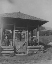 Two ladies in the gazebo at Sulphur Spring, 1890s