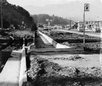 Miller Avenue with open trench on side of road, circa 1960s