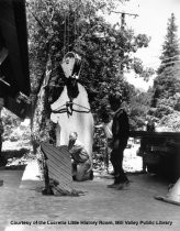 Installation of O'Hanlon sculpture at the library, 1966