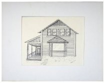 Matted pen and ink drawing of 161 Lovell Ave