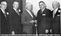 Chas Blackwell and Walter Swenson in group portrait, circa 1950s