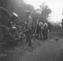 Removing the railroad tracks on Miller Avenue, circa 1955