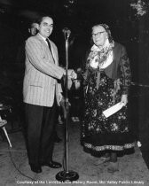 Mayor Joseph Sheeks with Mama Gravender, 1963