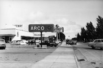 Miller Avenue with Arco and Safeway signs, circa 1970