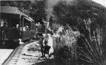 Two women by the Tamalpais train, 1928