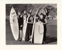 Mill Valley surfers at beach, 1986