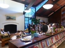 Library staff gathering for Cate Mayfield's farewell party, 2019