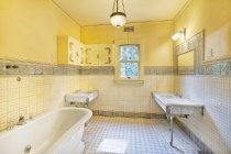 Burlwood yellow bathroom