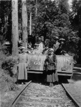 Louis Janes party on gravity car, 1906-1930