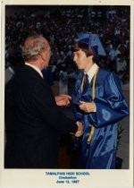 Joshua Wasserman with Tam High principal Ted Mitchell, 1987