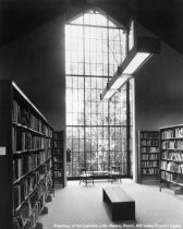 Library interior facing the large east window, 1967