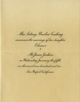 Announcement of the marriage of Eleanor "Dolly" Cushing to James Jenkins, 1910 Eleanor "Dolly" Cushing, age 18 months, 1890 Eleanor "Dolly" Cushing, age 18 mon