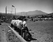 Men playing baseball in Mill Valley, circa 1940's