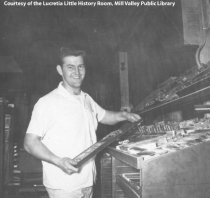 Ed Anqoll at the Mill Valley Record, circa 1950s