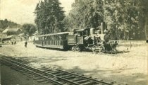 Tamalpais Railway engine #2 near depot downtown Mill Valley, circa 1903