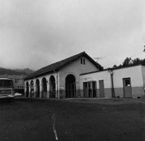 Southeast side of the Mill Valley Depot station 4, Greyhound Bus,early 1950's