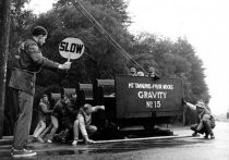 Gravity car number 15 being moved to Lyton Square, 1965