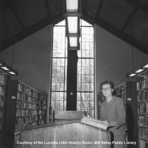 Librarian in new library, 1966