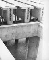 Richardson Bay Bridge construction close-up, 1956