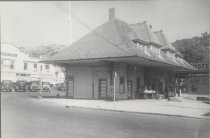 Railroad depot and Keystone Building in Mill Valley, California, 1920s