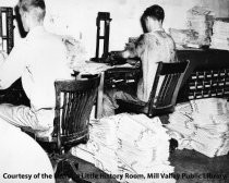 Men working in the Mill Valley Record print shop, 1965