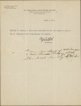 Letter from Mt. Tamalpais & Muir Woods Railway to Ralston L. White