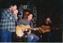 Bob Weir and Ramblin' Jack Elliot, with unknown harmonica player, date unknown