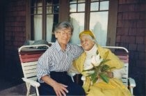 Gloria Wachs and Guinevere Robinson at Lance Robinson's birthday party, 1992