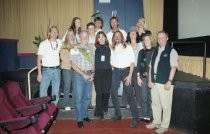 Kristi Denton-Cohen with a large group at the Mill Valley Film Festival, 2002