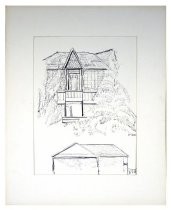 Matted pen and ink drawing of 510 Throckmorton Ave