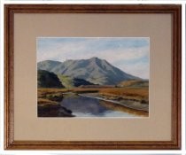 A watercolor view of Mt. Tamalpais looking across Richardson Bay