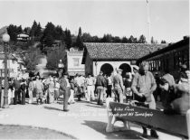 M. V. Depot 4th station and hikers starting to Mt. Tam and Muir Woods, 1930's