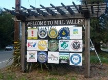 East Blithedale Avenue "Welcome to Mill Valley" sign, 2017