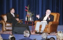 Phil Bronstein interviewing Ed Asner at the Mill Valley Film Festival, 2002