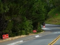 East Strawberry Drive with "No Branson" protest signs, 2016