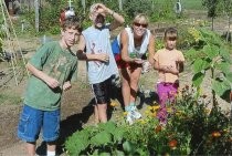 Edna Maguire School 5th grade buddies planting in Children's Garden, 2007