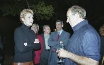 Joan Allen and Bruce Katz conversing at her Tribute during the Mill Valley Film Festival, 2000