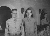 Two military men at dinner party, unknown