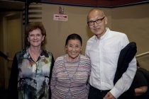 Zoe Elton, Cecilia Chiang, and Wayne Wang at a screening of "Soul of a Banquet," 2014