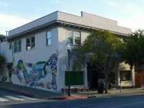 Throckmorton Theater exterior wall with mural, 2018