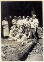 Swiss Club Tell, members with felled tree, date unknown